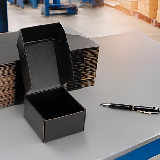 Small Shipping Boxes 6x6x4 Inches – Black Corrugated Cardboard Boxes (20-Pack) for Mailing, Packing, Small Business & Gift Packaging - Recyclable & Sturdy