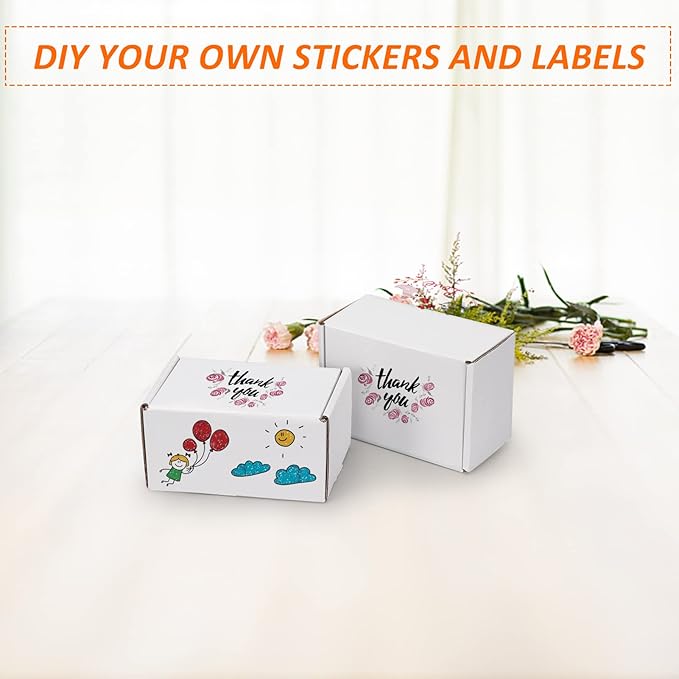 HORLIMER 6x4x3 inches Shipping Boxes Set of 25, White Corrugated Cardboard Box Literature Mailer