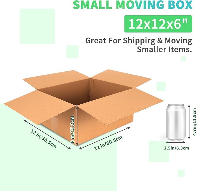 CRUGLA 12x12x6 Shipping Boxes 15 Pack, Brown Corrugated Cardboard Boxes with Side-Lock and Pre-Applied Double-Sided Tape, Easy Assemble Packing Mailer Boxes for Small Business Shipping