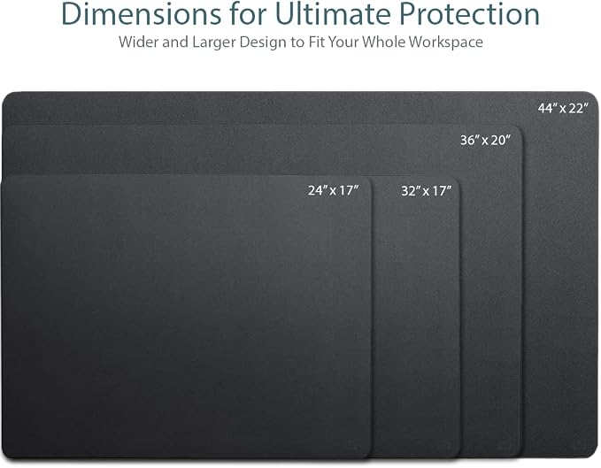 Vine Creations Leather Desk Mat 24" x 17", Desk Protector, PU Leather Desk Pad, Small Desk Pad Mat, Desk Blotter, Desk Pads on Top of Desks, Small Desk Mat for Home or Office (Black)