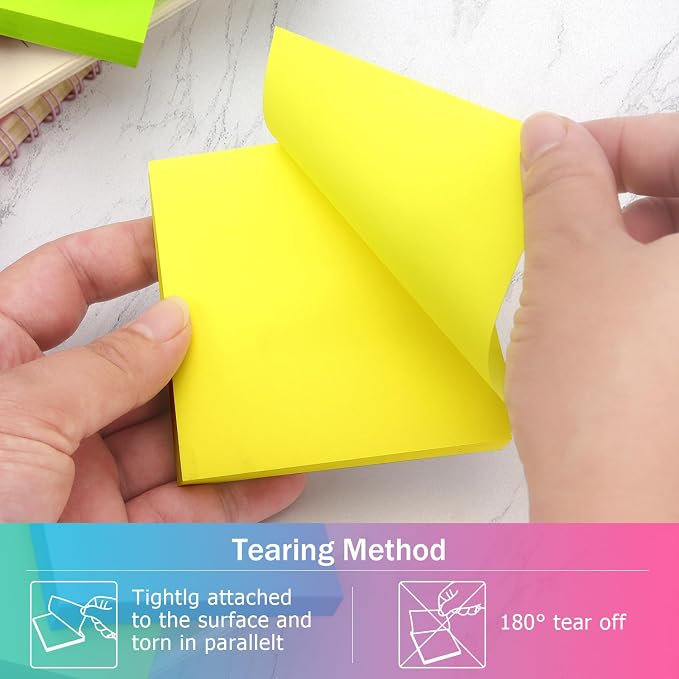OSBOO Sticky Notes 3x3 Pop Up with 6 Bright Colors, 100 Sheets/Pad | Multicolor Pop Up Self-Stick Notes Pads, 600 Sheets Total, Perfect for Daily Reminders, Study Notes, and Office Memos