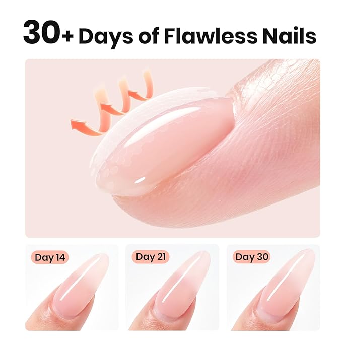 Beetles Builder Gel Nail Kit-2 Pcs Clear & Jelly Nude Builder Gels with Nail Brush,8 in 1 Nail Thickening Strengthening Building Apex for Beginner DIY UV Nails Salon at Home,New Bottle,Silken Petal