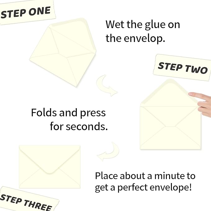 A7 Envelopes 100 Pack Envelopes 5x7 V-shaped Flap, Suitable for 5x7 Photos, Cards, Weddings, Invitations, Announcements, Baby Gifts 5.25 "x 7.25" (Cream Color)