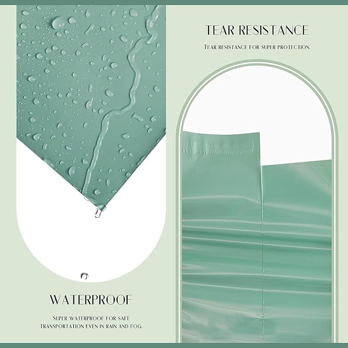 Metronic Poly Mailers 14.5X19 500Pack, Strong Adhesive Shipping Envelopes for Clothing, Waterproof Shipping Bags for Small Businesses, Flexible Mailers Poly Bags, Grayed Jade Green