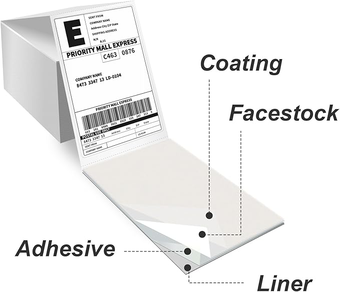 4000 4x6 Thermal Labels 1000/Stack, HUOJI Shipping Thermal Labels 4x6 Fanfold Compatible with Rollo, Zebra, MUNBYN Printers (Commercial Grade)