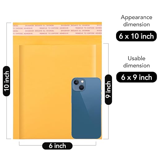 Fuxury Kraft Bubble Mailer 6x10 Inch 1200 Pack Usable Size 6x9" Strong Adhesion Padded Envelopes,Self Seal Bubble Envelopes, Waterproof Cushioned Padded Mailers for Small Business,Bulk #0 Yellow