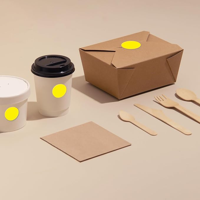 Yellow Round Stickers 2 Inch Waterproof Vinyl Coding Labels 80 PCS | Strong adhesive, Removable, Tear- & Scratch resistance, Easy to peel, Glossy finish, Writable dots for crafts office school