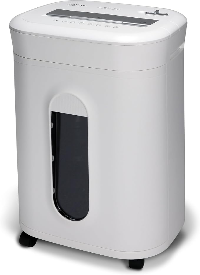 Aurora AU1060MA Professional Grade 10-Sheet High Security Micro-Cut Paper and Credit Card Shredder/ 60 Minutes/Security Level P-5, White, AU1060MA 10-Sheet High Security Microcut