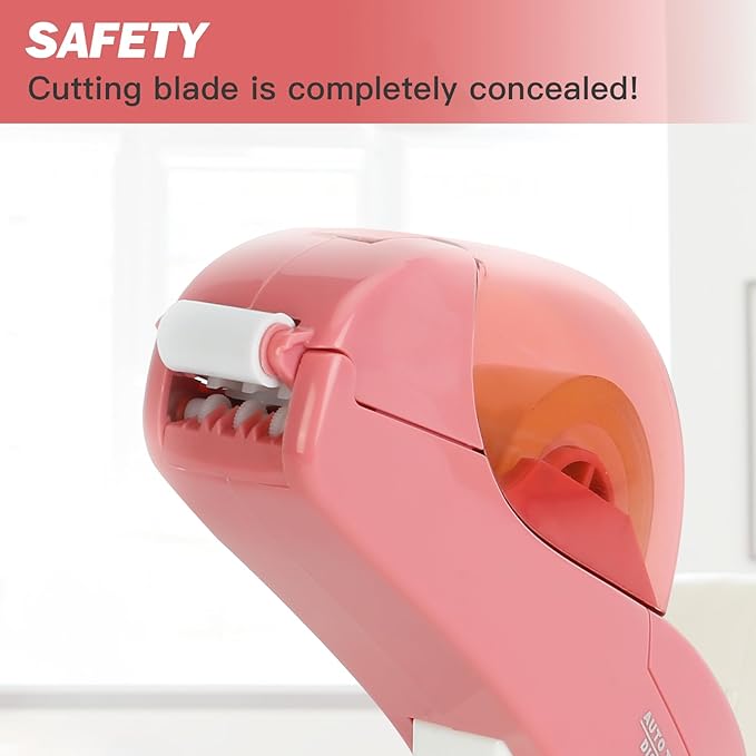 Eagle Automatic Tape Dispenser, Handheld & Portable Design, Office Tape Gun, One-Handed Operation with Safety Blade for Office, Home, DIY or Packaging (Includes 2 Free Tapes)（Flamingo Pink）