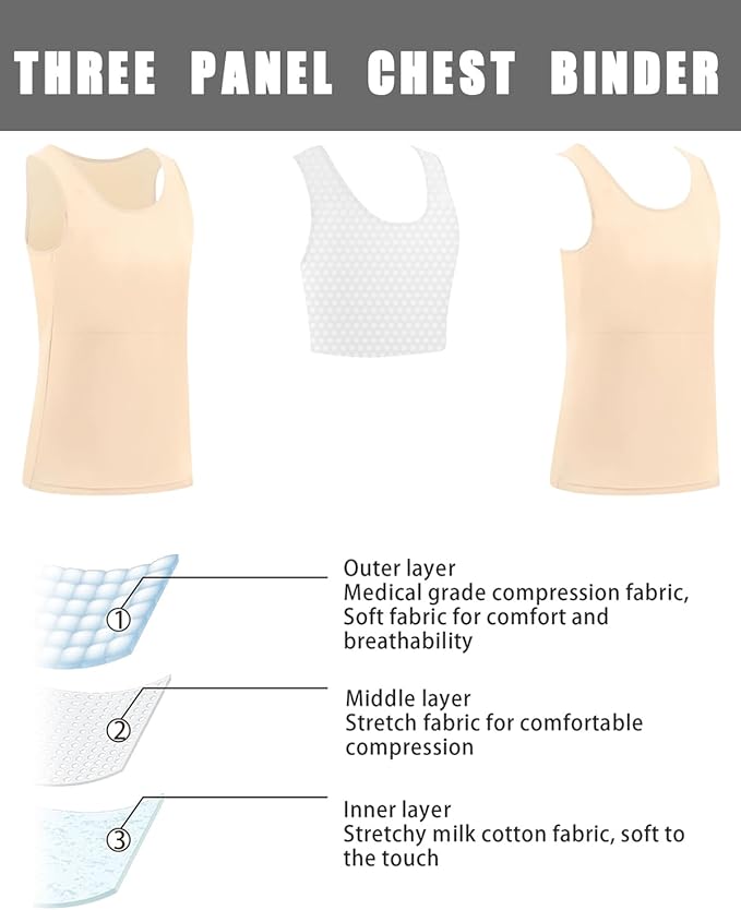 XUJI Transgender FTM Women Breathable Tank Chest Binder