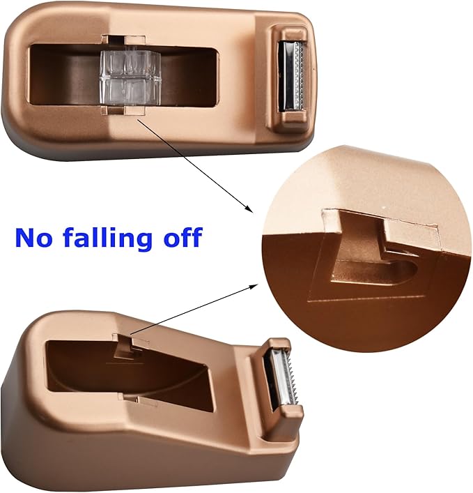 Small Desk Tape Dispenser Heavy Duty Cute Desktop Tape Dispenser with Weighted Non-Skid Base Suitable for 1 Inch Core Tape (Rose Gold)
