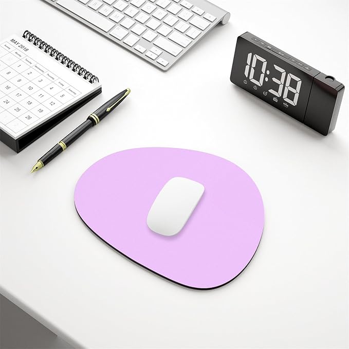Hsurbtra Mouse Pad, Premium-Textured Small Oval Mousepad 8.7 x 7.1 Inch Purple, Thick 3 mm Anti-Slip Waterproof Rubber Pretty Cute Computer Mat for Office Home Gaming Laptop Men Women Kids