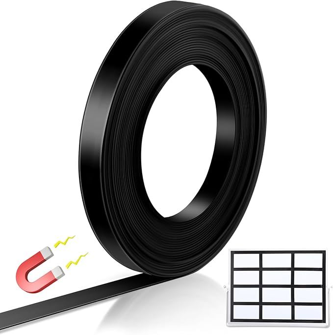 Tellegloww Black Magnetic Tape Roll Thin Strips, 1/2 Inch X 25 feet Magnetic Board Dividers Whiteboard Graphic Decorative Tape Marking Line for Classroom Office Art Accessories