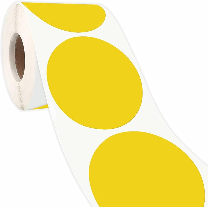 PARLAIM 2”Color Coding Labels Stickers,500 per Roll Round Permanent Adhesive Circle Dot Stickers for Inventory Office Home(Yellow)