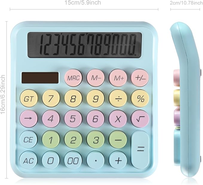 Large Computer Electronic Calculator Counter Solar & Battery Power 12 Digit Display Multi-Functional Big Button for Business Office School Calculating (HY-2208)