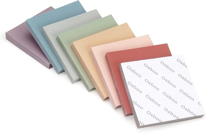 OSBOO Sticky Notes 3x3 Inch 8 Pack Vintage Colors, 80 Sheets/Pad | Morandi Colors Self-Stick Notes Pads Bluk, 640 Sheets Total, Perfect for Daily Reminders, Study Notes, and Office Memos