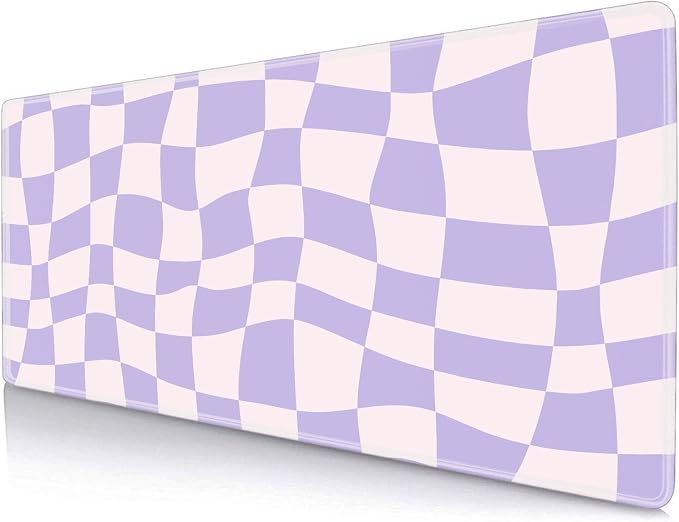 Pastel Purple Desk mat, Checkered Pattern Large Mouse Pad, Protector Pad Writing Mat for Work Home Decor, Desk Pad, Gaming Mousepad, Big Mouse Pads for Office Computer Laptop, 31.5 X 11.8 in