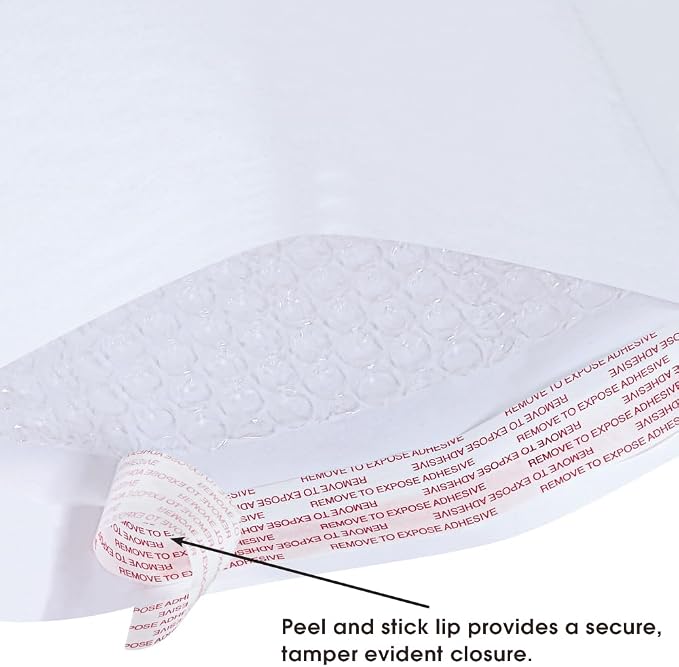 BOX USA Bubble Mailers 8-1/2" x 12" White (100-Pack) – Self-Seal Padded Envelopes with Bubble Lining, Poly Bubble Mailer Shipping Bags for Small Business, Ecommerce & Fulfillment Packaging