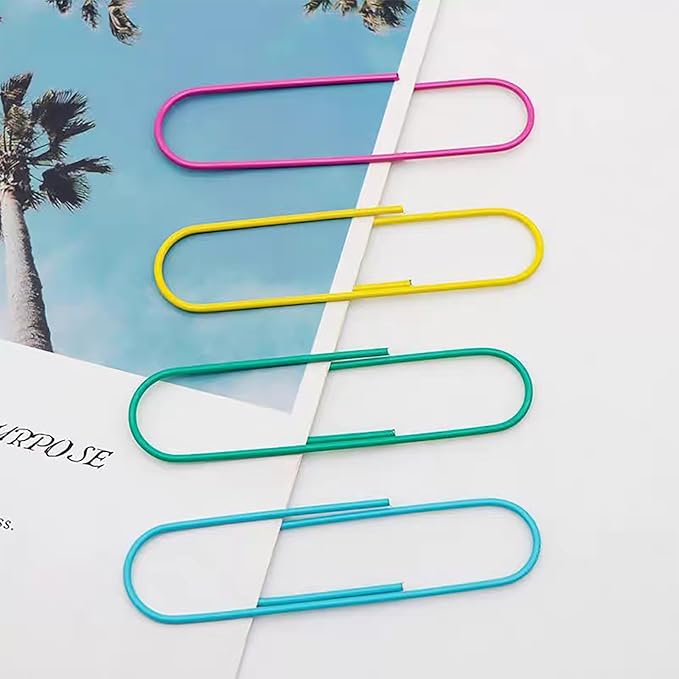 50 Pack 4 Inches Jumbo Paper Clips, Vinyl Coated Multicolored Extra Large Mega Paperclips, Colored Binder Clip for Office School Document Organizing Office Supply Accessories