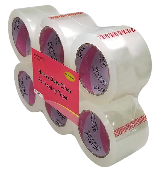 iMBAPrice Industrial Grade Clear Packing Tape 3 Inch x 110 Yards | 6 Rolls, 2.0 Mil, Strong Acrylic Adhesive, Shipping & Packaging Tape, Moving, Carton Sealing & Warehouse Use