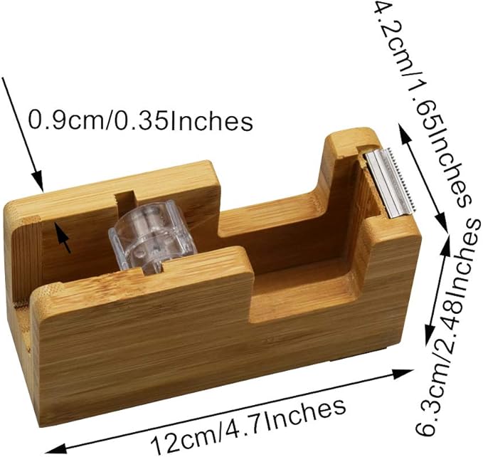 Enyuwlcm Bamboo Desk Tape Dispenser Natural Tape Dispenser with Open End Made of 100% Bamboo 2 Packs