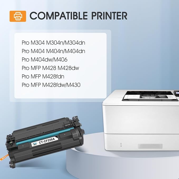 58A CF258A Toner Cartridge Black Compatible for HP M428fdw M404dw 2 Pack | Compatible for HP 58X CF258X Toner for HP LaserJet Pro M404n M404dn M404 MFP M428fdw M428fdn M428dw Printer Ink with Chip
