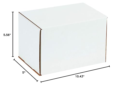 Box USA 10" Deluxe Shipping Boxes, 10 1/2"L x 5"W x 6"H, 50-Pack - White Box Mailers for Packaging, Storage, Gifts or Bulk Business Orders
