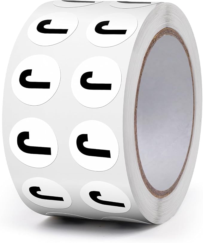 Letter J Stickers 0.5 Inch Vinyl Round Alphabet Label 1000 PCS | Self-Adhesive, Removable, Waterproof, Circle Capital Dots Tags, for Home Office Inventory Classroom