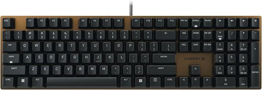 Cherry KC 200 MX Wired Mechanical Office Keyboard MX2A Brown Switches | Modern Design, Aluminum Surface, USB-A Connection, Full Size Keyboard,Black/Bronze, Tactile Switch