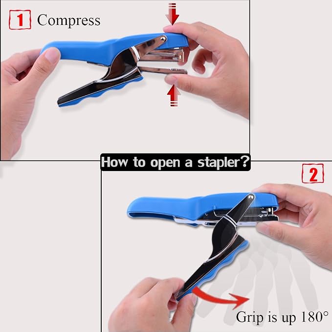 Stapler with 1000 Staples-Plier Stapler Save 60% Power, (Blue 4 Pack) | Stapler Plier Stapler Save 60% Power,Good for Stapling at Home School or Warehouse