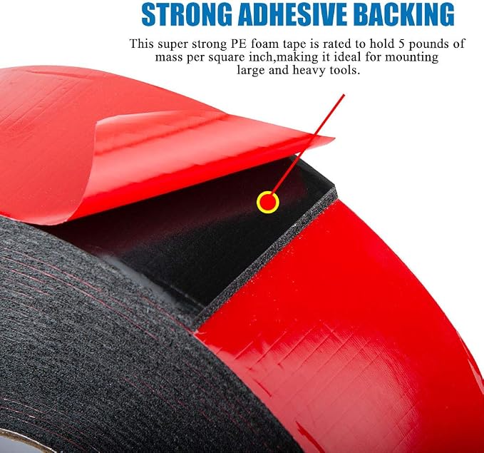 Double Sided Foam Tape 2.36In x 33FT 2 Pack, Mounting Tape Heavy Duty, Strong Adhesive Weatherproof Seal Strips for DIY Craft Picture Poster, Car & Gap Filling Mountings, Home Office Decor (Black)