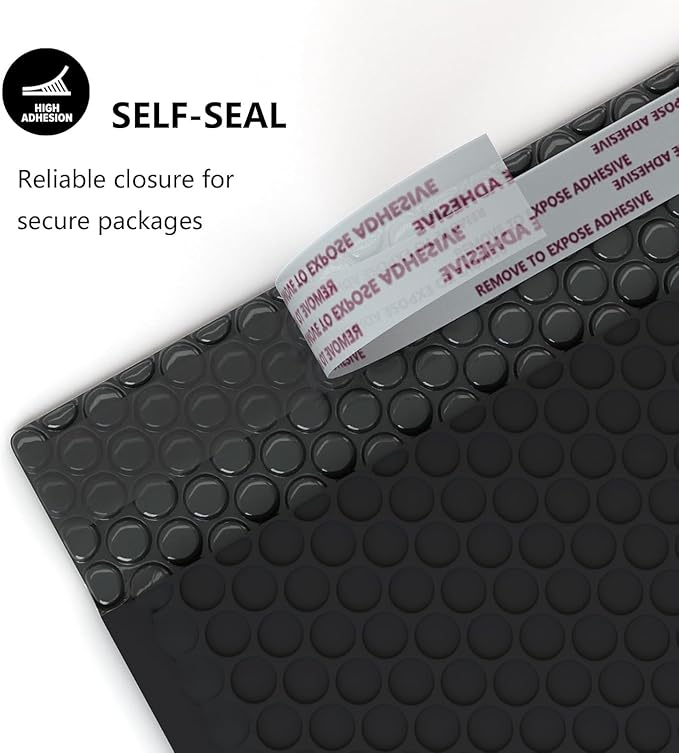 10 x 13 Inch Bubble Mailer 40 Pack, Waterproof Padded Envelopes with Strong Self-Seal Adhesive, Cushioning Shipping Bags with Bright Color for Small Business - Black