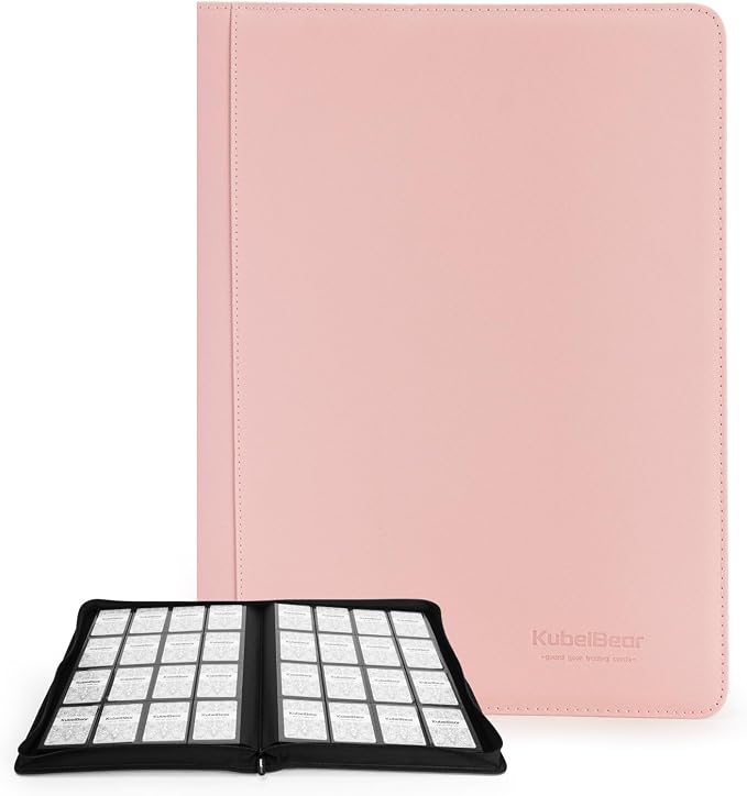 Card Binder – 1024 Capacity, Zippered Trading Card Holder for MTG, Sports & Collectible Cards – Acid-Free, Durable & Travel-Friendly Storage (Pink dots, 16 Pocket)