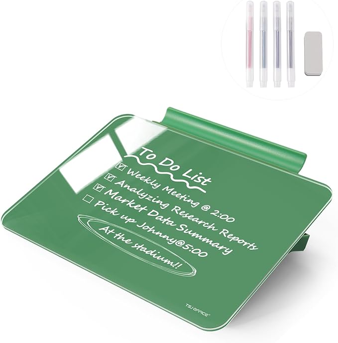 Small Desktop Whiteboard - Glass Dry Erase Board 8 X 6 Inches Tabletop Easel Whiteboard with Stand, Desk Board Buddy for Artist, Teacher and Student