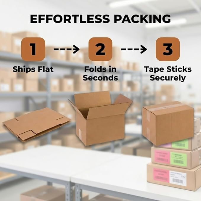 (10-Pack) Large Shipping Boxes 24"L X 16"W X 12"H | Kraft Corrugated Cardboard Boxes for Packing, Moving and Storage, Multi-Purpose Use