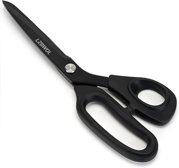 10-Inch Scissors All Purpose Heavy Duty for Office & Crafts, Black | Thickened stainless steel shears, ergonomic soft grip. Smoothly cuts fabric & paper for home, teaching & various DIY projects