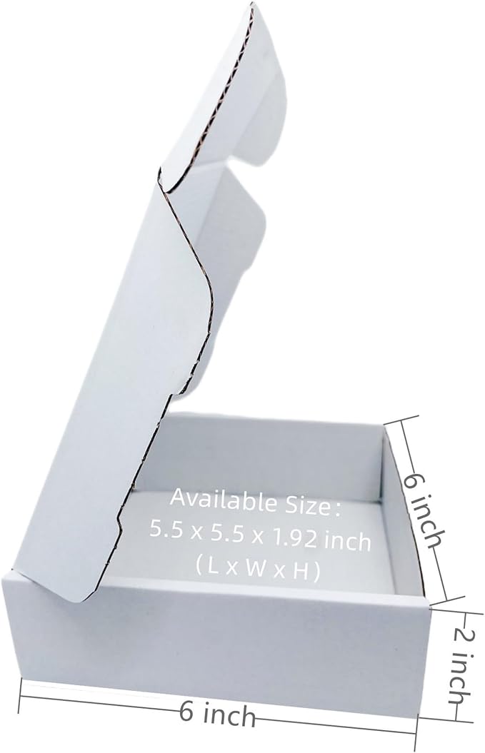 Small White Box 6 x 6 x 2 Inch 50 Pack Recyclable Corrugated Gift Mailers Storage Business Packaging Shipping Boxes