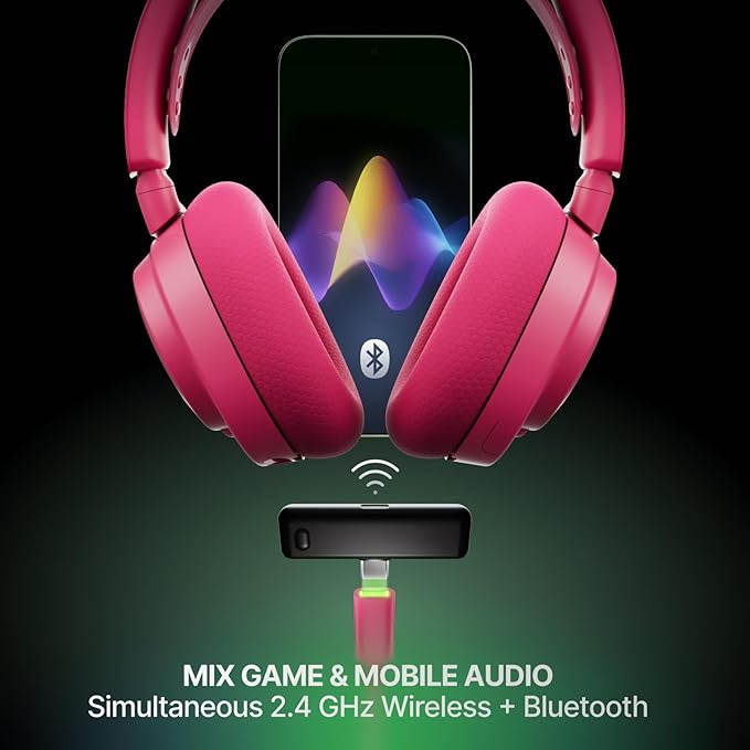 SteelSeries Arctis Nova 7X Wireless Gen 2 Gaming Headset - Real-Time App Control, 50+ HR Play, Neodymium Drivers, Mix 2.4GHz/Bluetooth, Xbox, PC, PS5/PS4, Switch 1/2, Mobile - Magenta