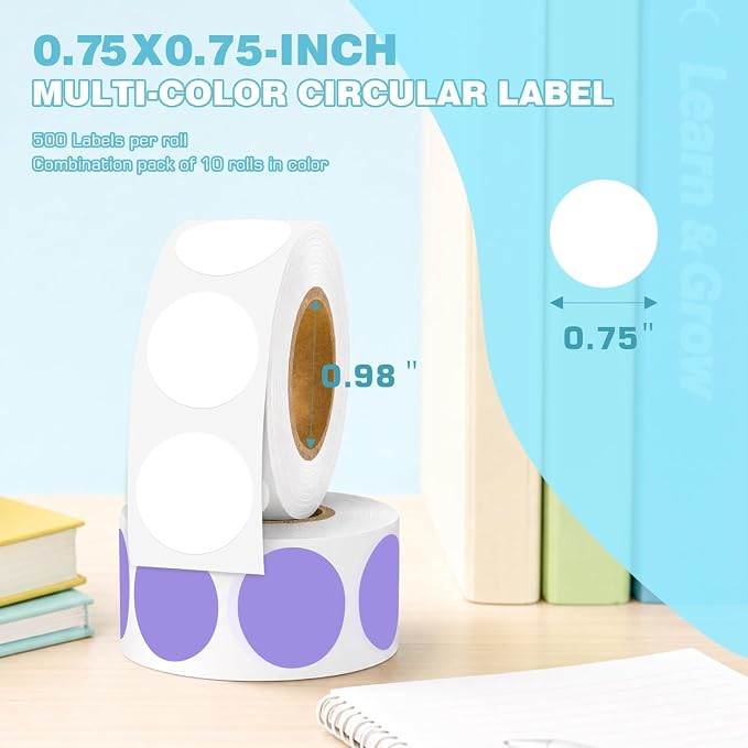 3/4 Inch Color Coding Label Stickers,5000PCS Circle Inventory Sticky Dots Sticker (10 Colors)