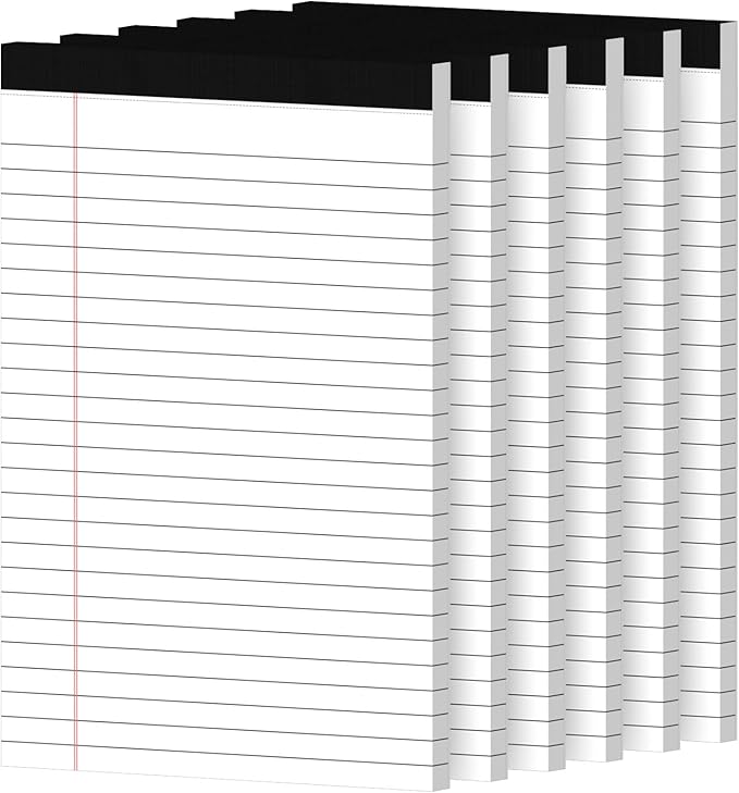 6pcs Small Note Pads, White Notepads 5x8 College Ruled Notebook, Writing Pads 5 x 8, Legal Pads, Pad Paper Perforate Notebooks for Work, Message, School, Office Supplies,30 Sheets/Pack