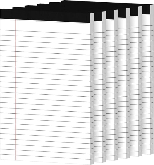 6pcs Small Note Pads, White Notepads 5x8 College Ruled Notebook, Writing Pads 5 x 8, Legal Pads, Pad Paper Perforate Notebooks for Work, Message, School, Office Supplies,30 Sheets/Pack