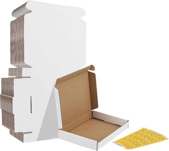 HORLIMER 7x5x1 Shipping Boxes Set of 30, White Corrugated Cardboard Mailer Box for Packing Small Business