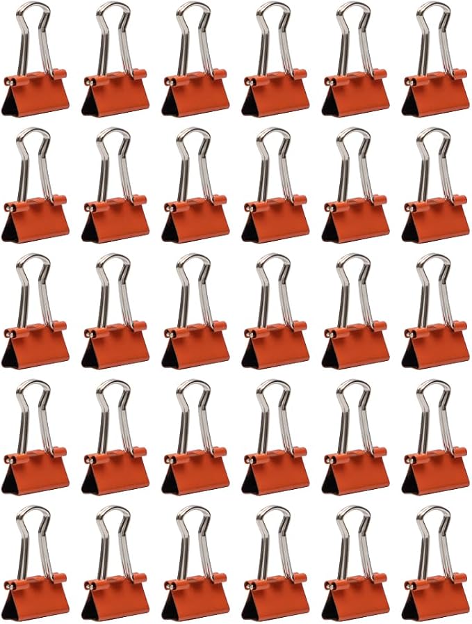 JAM PAPER Colorful Binder Clips - Extra Small - 3/5 Inch (15 mm) - Orange Binderclips - 30/Pack