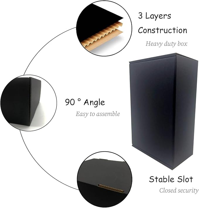 24 Pack 9x6x3 inch Black Shipping Boxes ，Cardboard Packaging Boxes for Mailing Shipping Corrugated Cardboard Boxes for Packaging Small Business Craft Flat Shipping Boxes Empty Gifts Giving Products