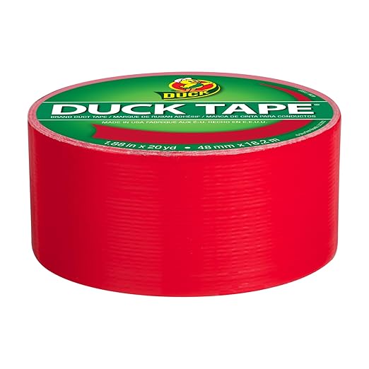 Duck Brand 1265014 Color Duct Tape, Red, 1.88 Inches x 20 Yards, Single Roll