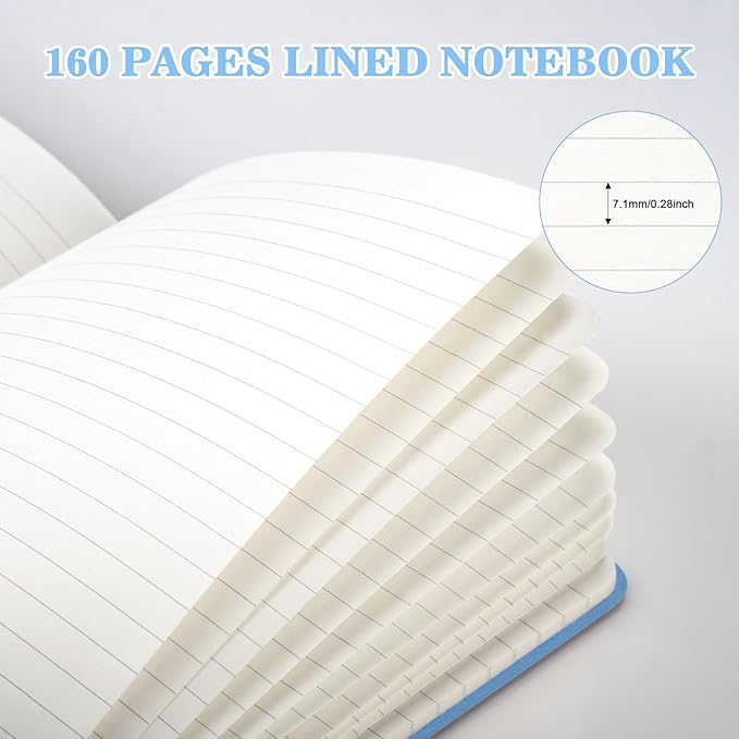 OMEYA 4 Pack Lined Journal Notebooks for Work, Leather Journal for Writing, 100gsm Thick Paper, 5.7"x 8.3", Hardcover Notebook Bulk, A5 Notebooks for School, Office, Notebooks for Notes-taking