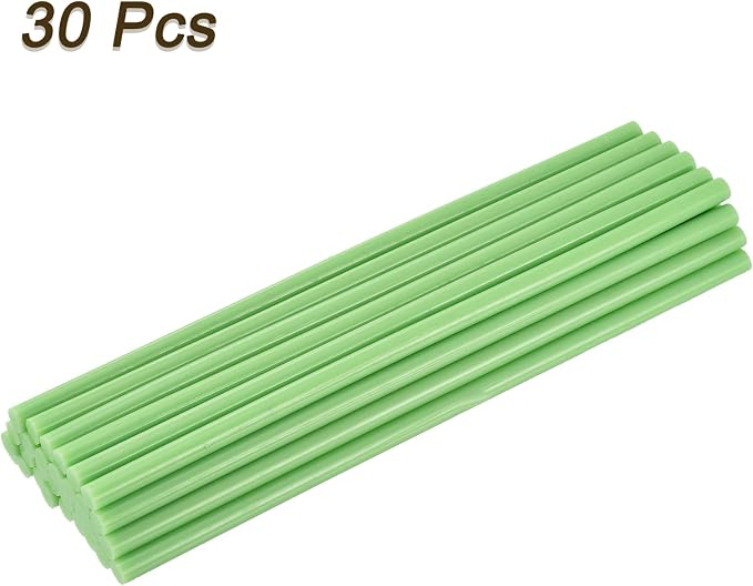 uxcell 30pcs 7mm x 200mm Full Size Hot Glue Gun Sticks 8-inch x 0.27-inch High Sticky Small Hot Glue Sticks for Glue Gun, Deep Green