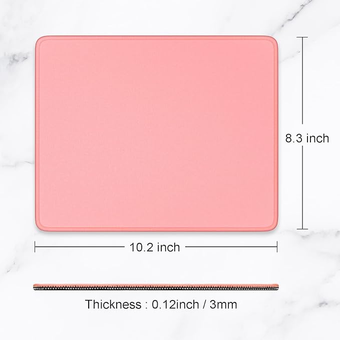 Hsurbtra Mouse Pad, Premium-Textured Square Mousepad 10.2 x 8.3 Inch, Stitched Edge Anti-Slip Waterproof Rubber Pretty Cute Computer Mat for Office Gaming Laptop Women Kids Warm Pink