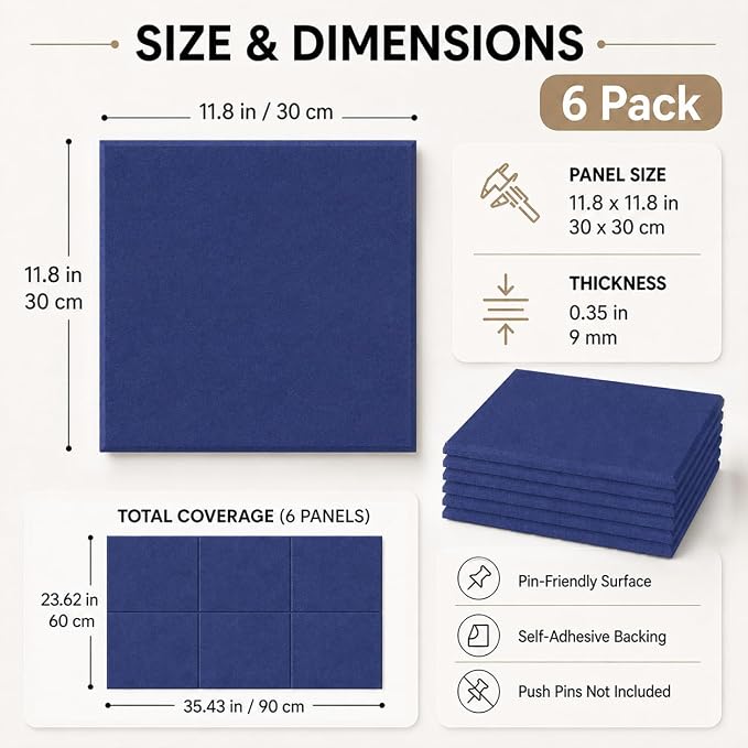 Felt Bulletin Board Tiles, Large Cork Board Alternative,24 x 36 in | 0.35 in modular felt wall tiles for notes, photos, schedules, reminders in offices, classrooms, home and office workspaces