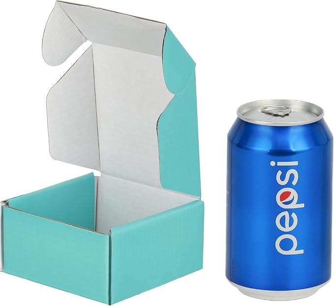 50 Pack 4x4x2 inches Small Shipping Boxes Teal, Corrugated Cardboard Boxes for Mailing Packing